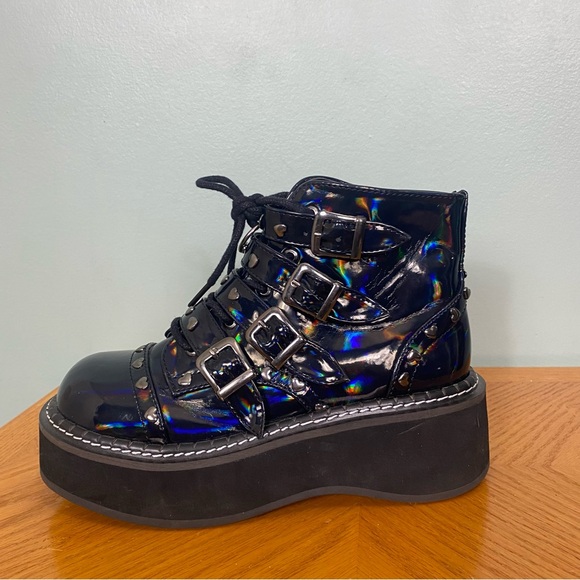 Demonia Emily 315 Platform Boots Blue Studded Size‎ 7 - Picture 5 of 10